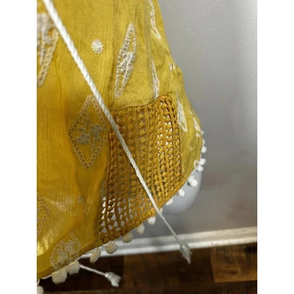 Raga Anthropologie Top Womens Small  Sleeveless Crop Ruffle Boho Embroidered - Picture 3 of 6